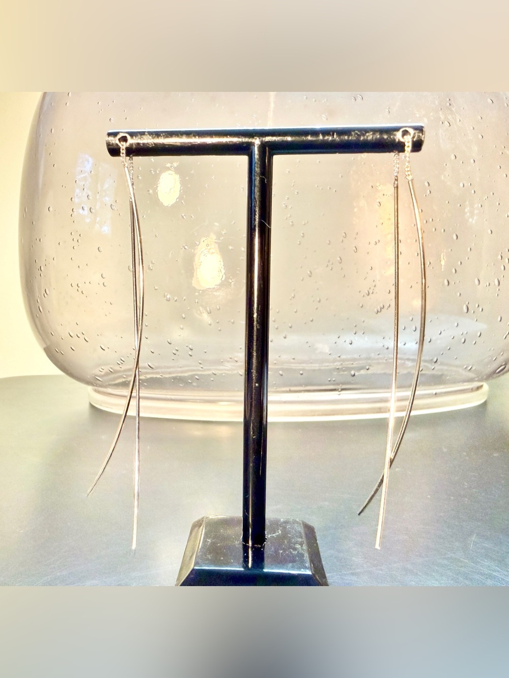 Minimalist Silver Tone Sleek Threader Double Curved Wire Earrings